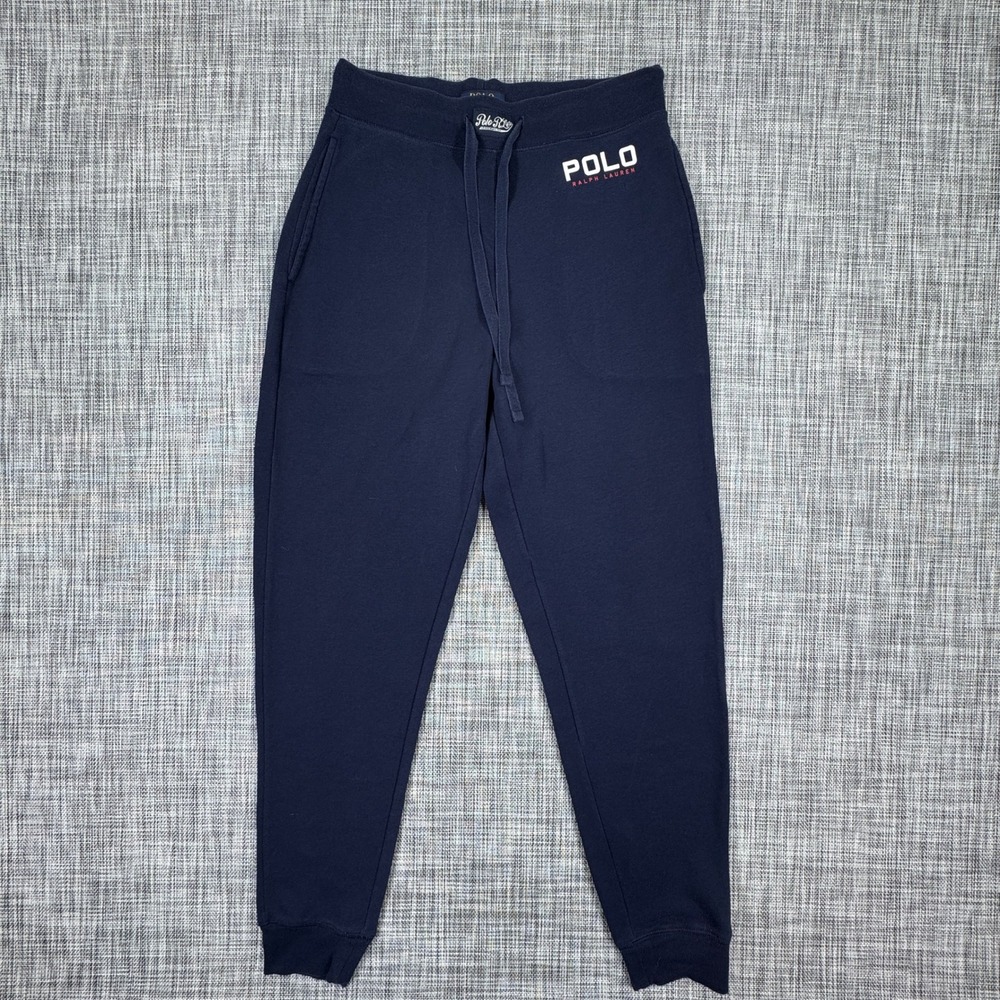 Polo Ralph Lauren Men's Sleepwear Fleece Jogger Pants Medium Navy Blue Logo